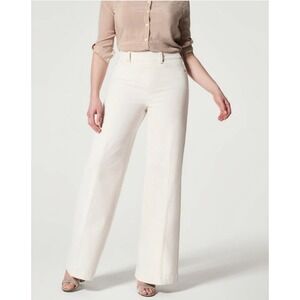 SPANX Seamed Front Wide Leg Jeans Ecru Denim Large (32X32) High Rise Shaping